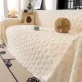 Housse de canapé en polaire texturée épaissie avec design géométrique pour toutes les saisons. - 180x90 / Blanc Cassé
