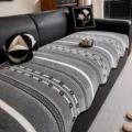 Grauer minimalistischer texturierter Sofabezug Jacquard Sofakissen fuer das Wohnzimmer. - 70x70 / Grau