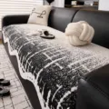Schwarz-weißer Jacquard-Sofabezug, verdickte klassische Stil-Sofadecke aus Halbsamtmaterial. - 70*70 / Schwarz