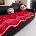 Chenille sofa cushion red wave pattern anti-slip jacquard sofa cover for living room - 70*70 / Red