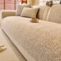 Jacquard sofa cover variant, beige and brown herringbone pattern, high density skin friendly fabric. - 70x70cm / Khaki