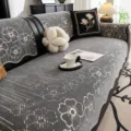 Chenille petal texture sofa cushion, high-density anti-slip cover, elegant home decor variant. - 110x210 / Gray