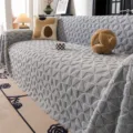Housse de canapé en peluche épaisse grise, housse texturée géométrique pour salon. - 180x90 / Gris clair
