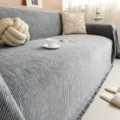 Graue Chenille gestreifte Sofabezug minimalistische einteilige Decke für moderne Wohnzimmer Dekoration - 180x130cm / Hellgrau