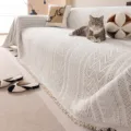 Chenille Sofabezug beiges Wellenmuster Decke rutschfester Möbelprotektor für Sofa - Shanchan Stil-Khaki / 180x130cm