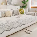 Chenille non-slip sofa cover jacquard floral print irregular couch cushion protector home decor - 70x70cm / Gray