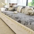 Housse de canapé en chenille haute densité style européen avec franges élégantes. - 70*70 / Gris