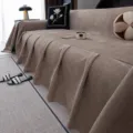 Noorse Chenille Anti-Slip Bankhoes in Crème Stijl voor Woonkamer Beschermende Dekking - 180x130cm / Koffie
