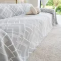 Grey geometric sofa towel cover breathable air blanket variant home furniture decor - 115x70cm (Baby Blanket) / Light Gray