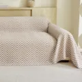 European style three-layer gauze sofa cover blanket, striped daily home air blanket. - 230*340 / Light Mocha