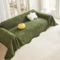 Fundas de Sofá de Chenilla Verde con Estrellas y Flecos, Decoración de Sala Acogedora - 180*130 / Verde