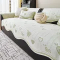 Fundas de sofá de hielo de seda estilo crema con diseño de corazones verdes elegantes. - 70*70 / Ondulación de corazón - Verde