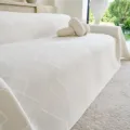 Beige geometric textured sofa blanket breathable soft multi-functional cover for living room - 115x70cm (Baby Blanket) / Beige