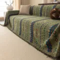 French chenille sofa cover retro geometric pattern blanket anti-scratch slipcover for living room - 180*130 / Green