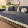 Thickened plush velvet sofa cushion set in dark grey, warm one-piece striped design for living room. - 70*70cm / Dark Gray