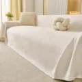 Beige textured sofa cover, one-piece universal couch slipcover protector for living room. - 115*70 (Baby Blanket) / Plain Woven 3-Layer Gauze - Beige