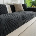 Funda de sofá de felpa gruesa gris oscuro con rayas onduladas protector para sala - 70x70cm (Apoyabrazos/Respaldo) / Gris oscuro