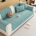 Crystal velvet sofa cushion cover set in teal, autumn winter living room decor non-slip mat - 70*70 [For Armrest/Backrest] / Boying Wave Shadow Sofa Cushion BC - Green