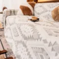Bohemian Style Plush Velvet Sofa Cover Gray Diamond Pattern Universal One-Piece Slipcover - 180x130cm / Light Gray