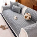 Grauer Plüsch Samt Sofa Schonbezug verdickt gesteppt rutschfeste Couch Kissen Schutz Set - 70x70cm (Für Armlehne/Rückenlehne) / Grau