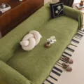 Solid color chenille sofa cover fringe draped blanket breathable universal furniture slipcover - 180*130 [Small Single Seat] / Green