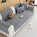 Grey velvet plush sofa cover winter warm anti-slip couch cushion protector slipcover - 70*70 [For Armrest/Backrest] / Boying Wave Shadow Sofa Cushion BC - Grey