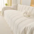 Chenille minimalistischer gestreifter Sofabezug, dicker atmungsaktiver Sofaschoner beige. - Individuelle 180 Breite Sofa Handtuch Pro Meter / Weizenähre - Beige