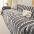 Chenille gestreifter Sofabezug, graue Couchdecke Schutz für Wohnzimmer Dekoration - Individuelle 180 Breite Sofa Handtuch Pro Meter / Ährenmuster - Grau