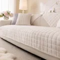 Thickened plush plaid sofa cover, cozy cream one-piece couch cushion for winter home. - 70x70cm / White