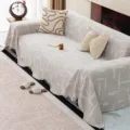 Jacquard Sofabezug Schutzdecke Universal einteilig Beige Wohnzimmer Heimtextilien - 180x460cm Übergroßer Dreisitzer / Beige