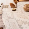 Bohemian cotton velvet sofa cover, retro diamond pattern universal slipcover for living room. - 180x130cm / Light Coffee