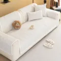 White crystal velvet plush sofa cover jacquard anti-slip cushion for living room decor - 70*70 [For Armrest/Backrest] / White