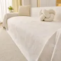 Beige jacquard leaf pattern sofa cover, breathable four-season universal couch blanket towel. - Custom Sofa Towel 1m / Banana Leaf Pattern - Beige