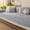 Thickened velvet sofa cushion, light blue striped design, cozy home winter decor piece. - 70*70cm (Suitable for Armrests/Backrests) / Light Gray