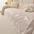 Jacquard sofa cover blanket all season breathable couch slipcover beige leaf pattern - Custom Sofa Towel 1m / Banana Leaf Pattern - Light Mocha