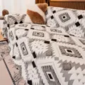 Retro bohemian style sofa cover cotton velvet diamond geometric pattern blanket slipcover - Black