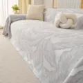Jacquard leaf pattern sofa cover blanket breathable universal furniture slipcover protector - Custom Sofa Towel 1m / Banana Leaf Pattern - Light Grey