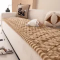 Plush textured sofa cushion cover cozy non-slip thick sofa protector warm living room decor - Pillow (Including Inner Core) / 45x45cm (With Core) / Cloud Style-Coffee