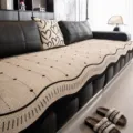 French luxury chenille sofa cushion cover with wavy striped design for living room decor. - 70*70 / Brown