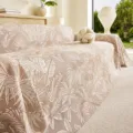 Brown palm leaf jacquard sofa cover, breathable cotton blend furniture protector. - Jungle Jacquard / 115*70 (Baby Blanket) / Light Mocha