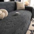 Dikte effen donkergrijze bankhoes, minimalistische getextureerde fleece bankbeschermer. - 180x90cm / donkergrijs