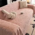 Fodera per divano in morbido peluche spesso coperta universale testurizzata per casa - Rosa