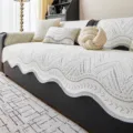 Cool silk sofa cover in grey and white wavy pattern, breathable summer mat for sofa. - 110*210 / Shaped Star & Moon - Grey
