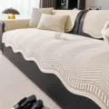 Beige wave cooling silk sofa cushion cover slipcover, anti-slip textured home living room decor - Brown / 70*70