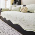 Summer cooling silk sofa cover cushion minimalist green texture slipcover furniture protector - 110*210 / Shaped Star & Moon - Green