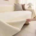 Einfarbiger minimalistischer Chenille Sofabezug, universeller vertikaler Streifenschutz. - 90x90cm / Beige