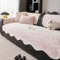 Summer cooling ice silk sofa cushion set with pink heart pattern, anti-slip and comfortable. - 70x70 / Pink