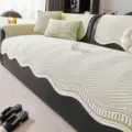 Summer wavy cooling silk sofa cushion, anti-slip geometric pattern mat cover for living room. - 70*70 / Irregular Cloud Wave Pattern - Green
