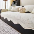 Summer cooling silk sofa cover beige textured non-slip mat slipcover for living room home decor - 110*210 / Coffee