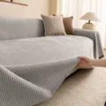 Einfarbiger Chenille Sofabezug Sofadecke, gestreifter rutschfester Sofaschoner für Wohnzimmer - 90x90cm / Hellgrau